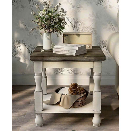 Calandra : Bàn End , Đôn Trang Trí ( Trắng + Xám Khói )